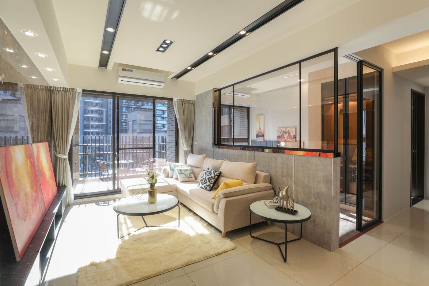 Bright, comfortably furnished MoVin Properties living room